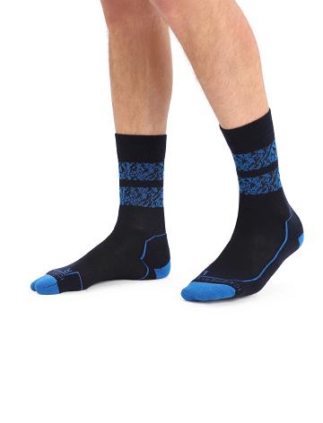 Midnight Navy / Lazurite Men's Icebreaker Merino Hike+ Light Crew Natural Summit Socks | USA 1006BEXC